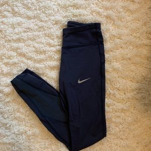 WOMENS NIKE DRI FIT MESH LEGGINGS (XS, NAVY BLUE)